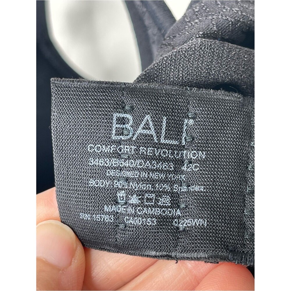 Bali Comfort Revolution Wire-Free Bra 42C Black Swirl Adjustable - Picture 5 of 8